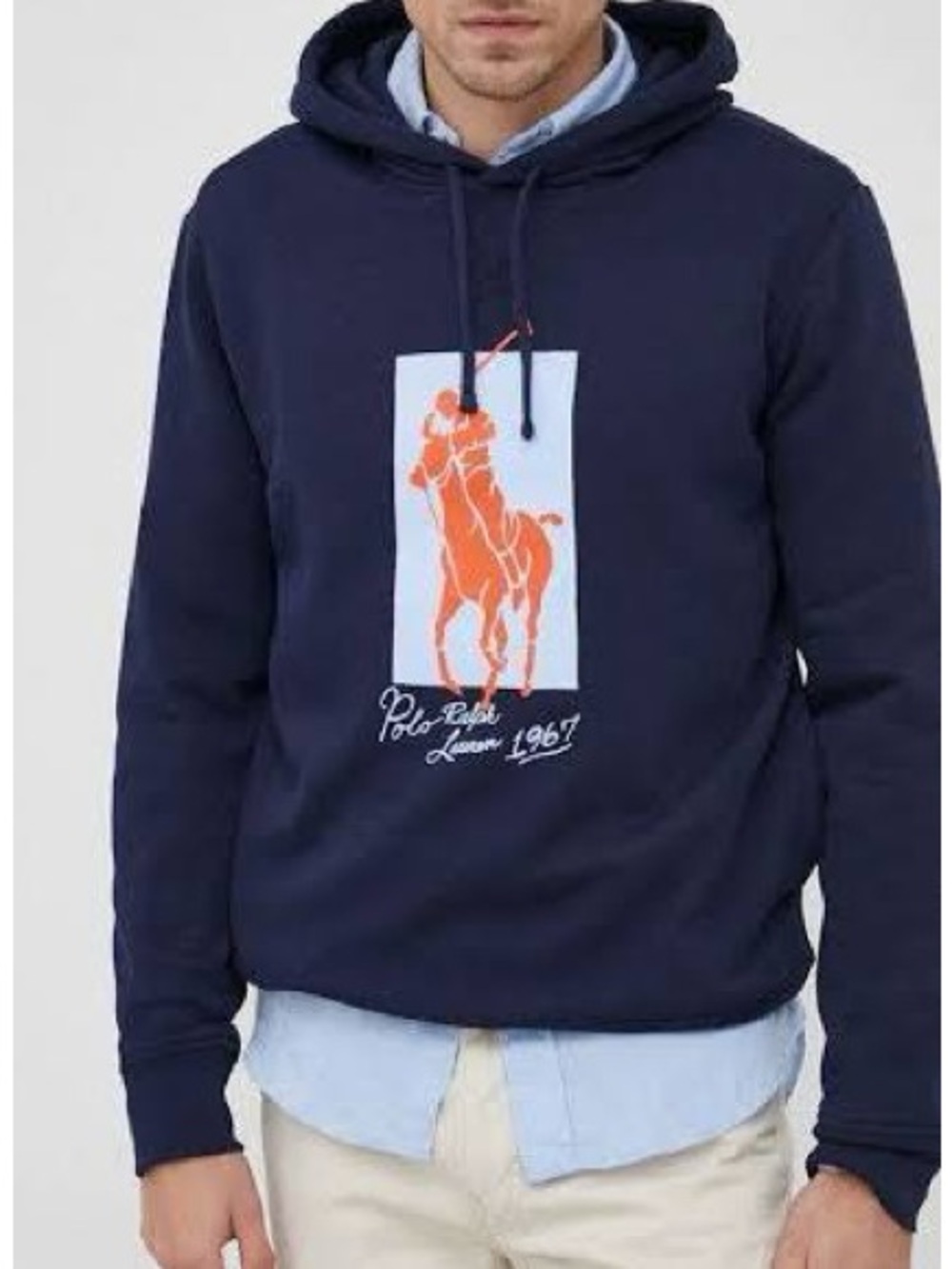 Polo by Ralph Lauren 1967 Big Pony Navy Hoodie with Orange Polo Size XXL